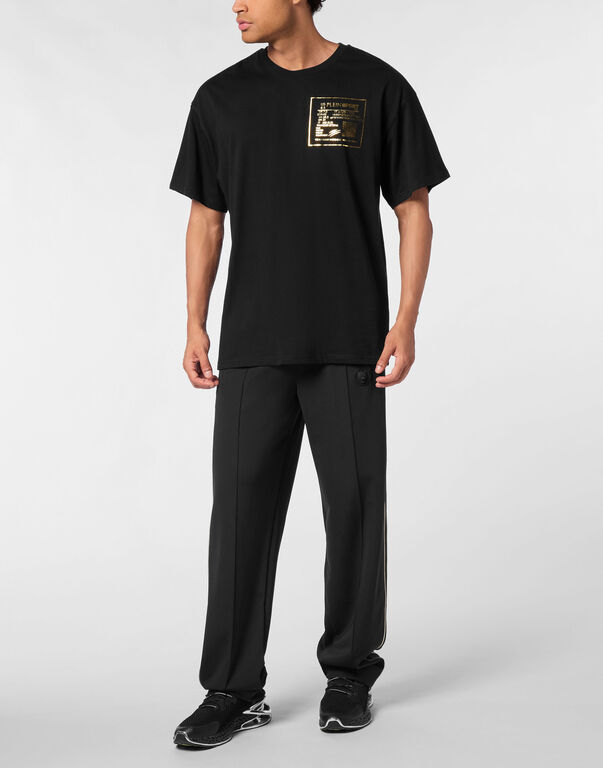 Plein Sport Cotton Round Neck T-Shirt Black/light Gold