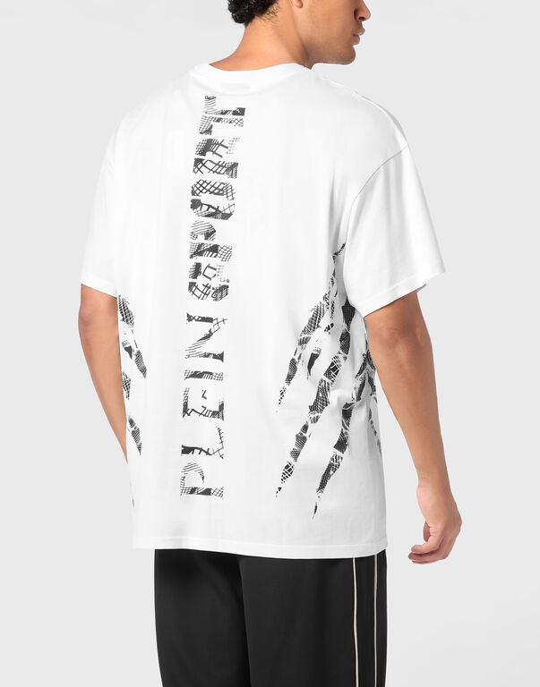 Plein Sport Cotton Round Neck T-Shirt Body Lines White