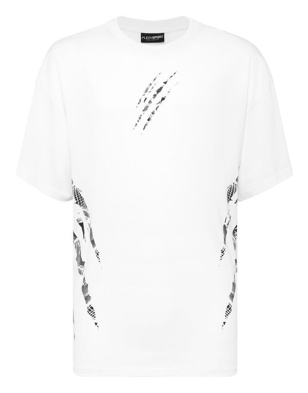 plein sport Cotton Round Neck T-Shirt Body Lines white