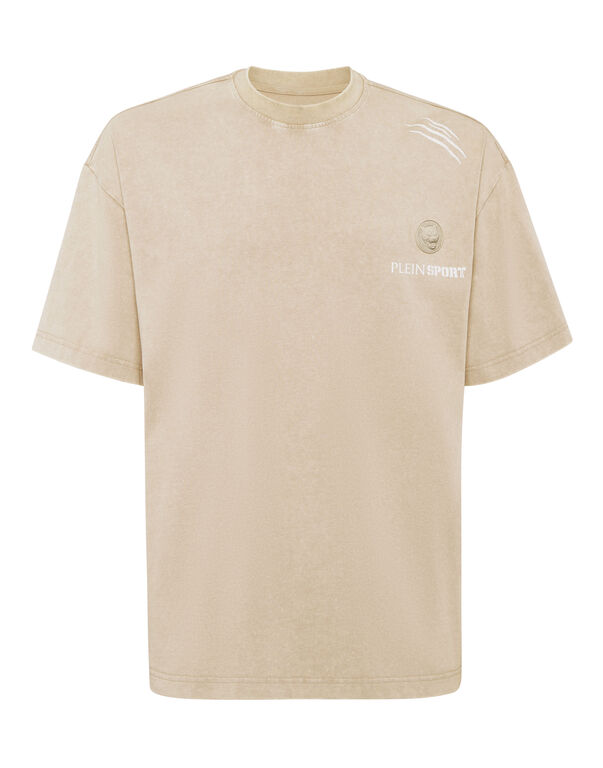 plein sport Cotton Round Neck T-Shirt Cold Dye beige
