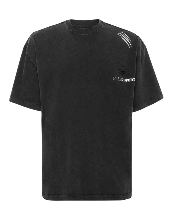 plein sport Cotton Round Neck T-Shirt Cold Dye black
