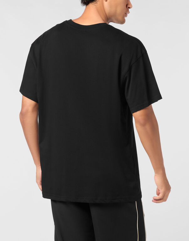 Plein Sport Cotton Round Neck T-Shirt Hyper Sport Black/light Gold