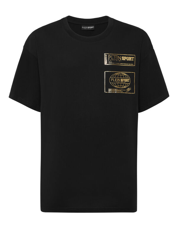 plein sport Cotton Round Neck T-Shirt Hyper Sport black/light gold
