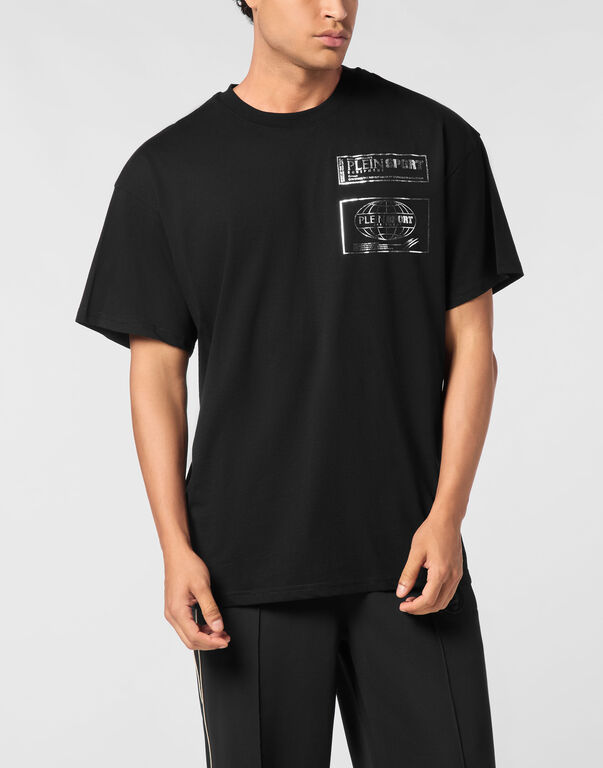 Plein Sport Cotton Round Neck T-Shirt Hyper Sport Black / White