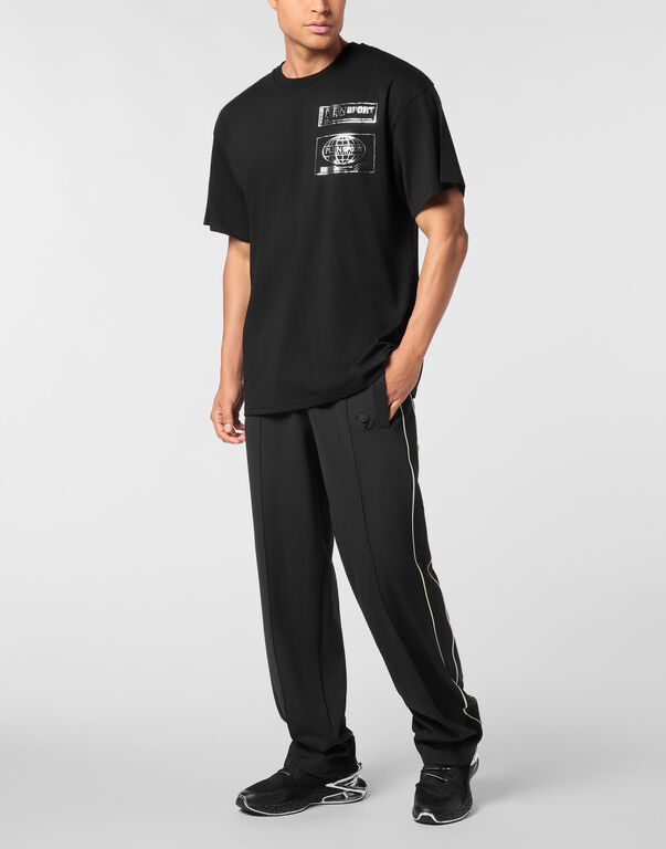 Plein Sport Cotton Round Neck T-Shirt Hyper Sport Black / White