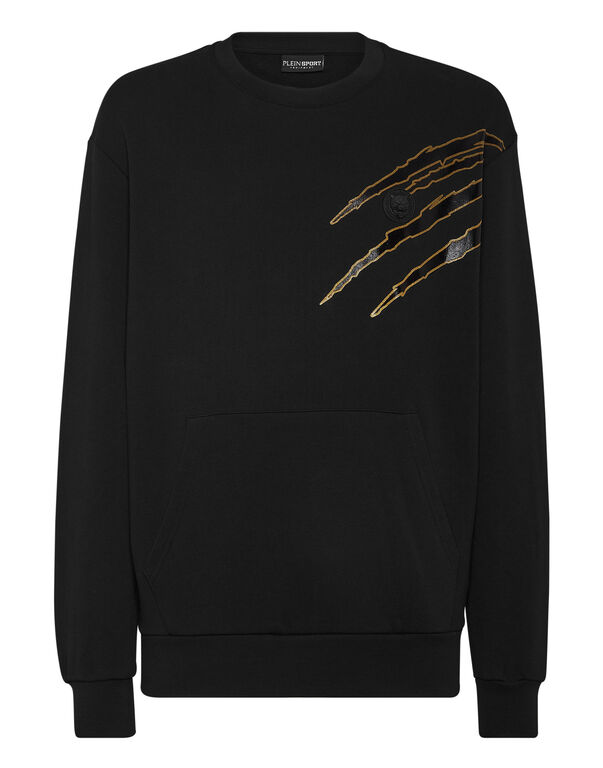 plein sport Cotton Sweatshirt Round Neck LS Lamina Scratch black/light gold