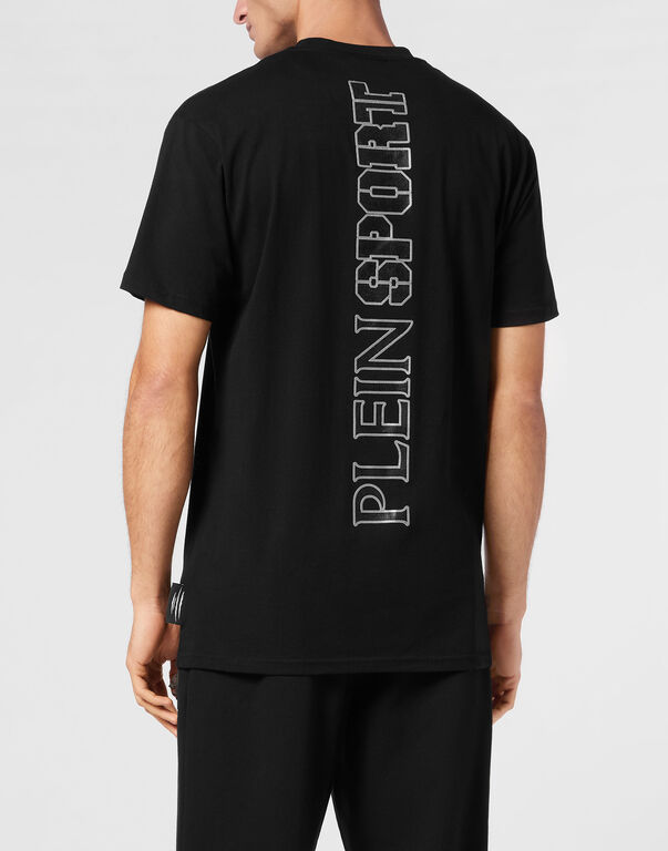 Plein Sport Cotton T-shirt Round Neck SS Lamina Scratch Black/silver