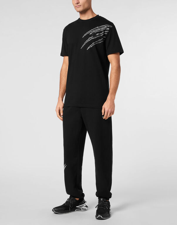 Plein Sport Cotton T-shirt Round Neck SS Lamina Scratch Black/silver