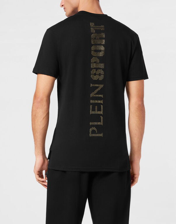 Plein Sport Cotton T-shirt Round Neck SS Lamina Scratch Black/light Gold