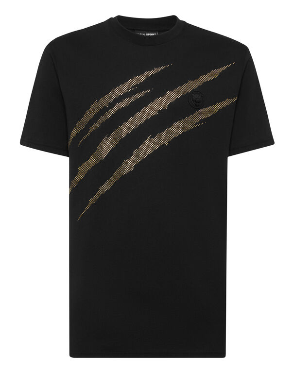 plein sport Cotton T-shirt Round Neck SS Lamina Scratch black/light gold