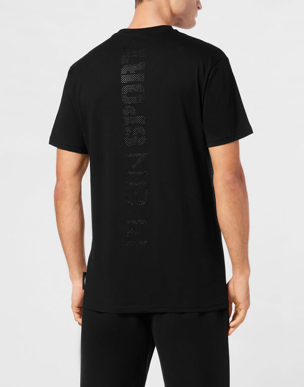 Plein Sport Cotton T-shirt Round Neck SS Lamina Scratch Black / Black