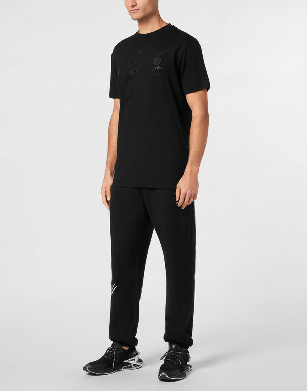 Plein Sport Cotton T-shirt Round Neck SS Lamina Scratch Black / Black