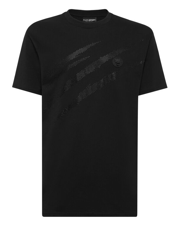 plein sport Cotton T-shirt Round Neck SS Lamina Scratch black / black