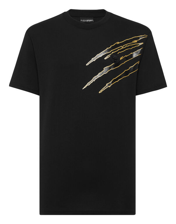 plein sport Cotton T-shirt Round Neck SS Lamina Scratch black/light gold