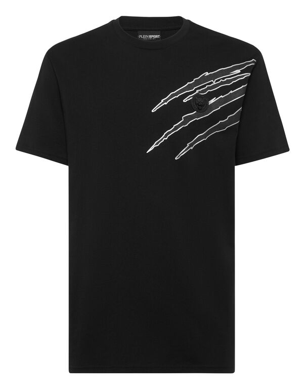 plein sport Cotton T-shirt Round Neck SS Lamina Scratch black/silver