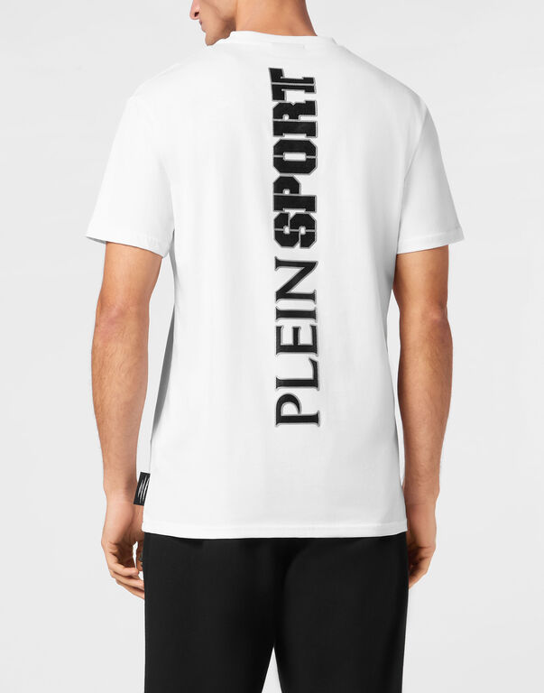 Plein Sport Cotton T-shirt Round Neck SS Lamina Scratch White/silver