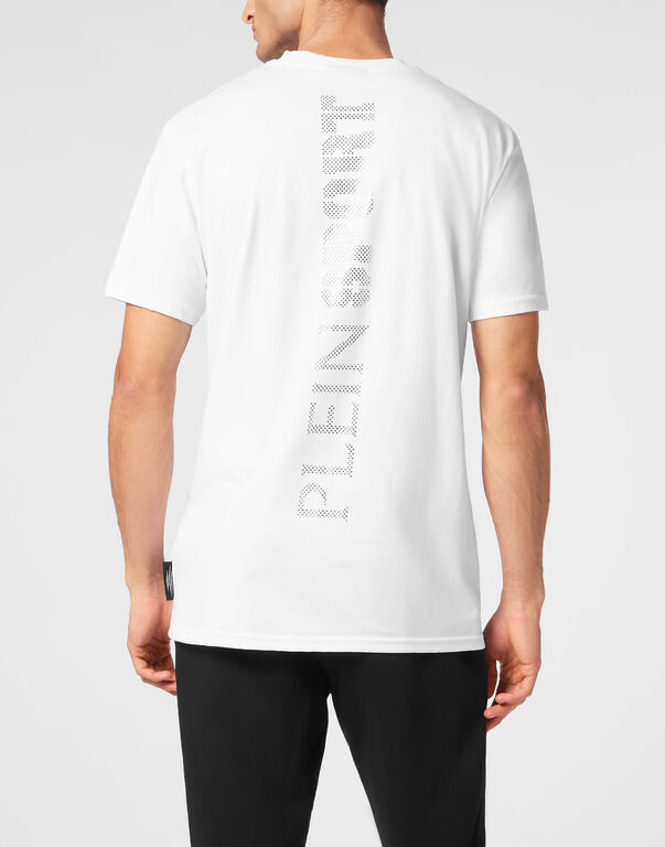 Plein Sport Cotton T-shirt Round Neck SS Lamina Scratch White/silver