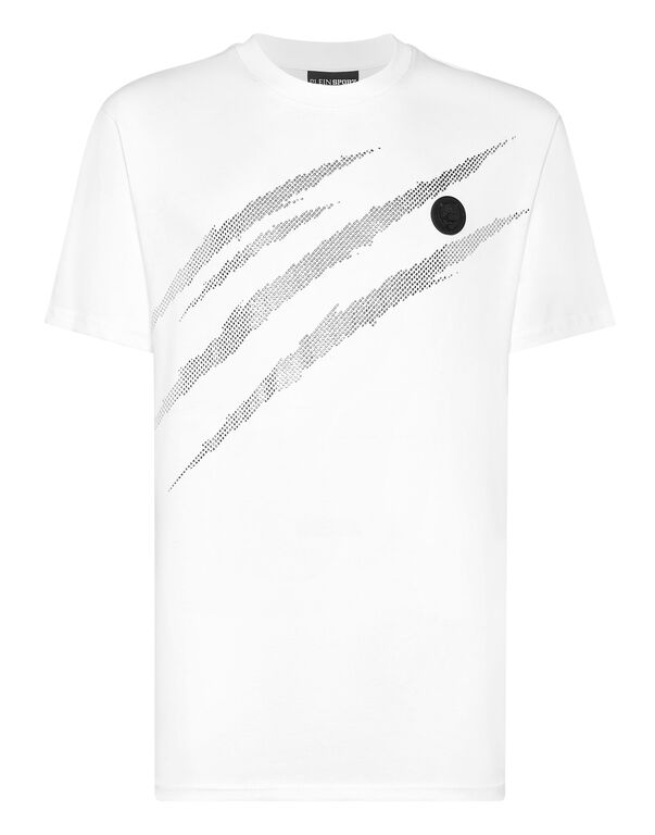 plein sport Cotton T-shirt Round Neck SS Lamina Scratch white/silver