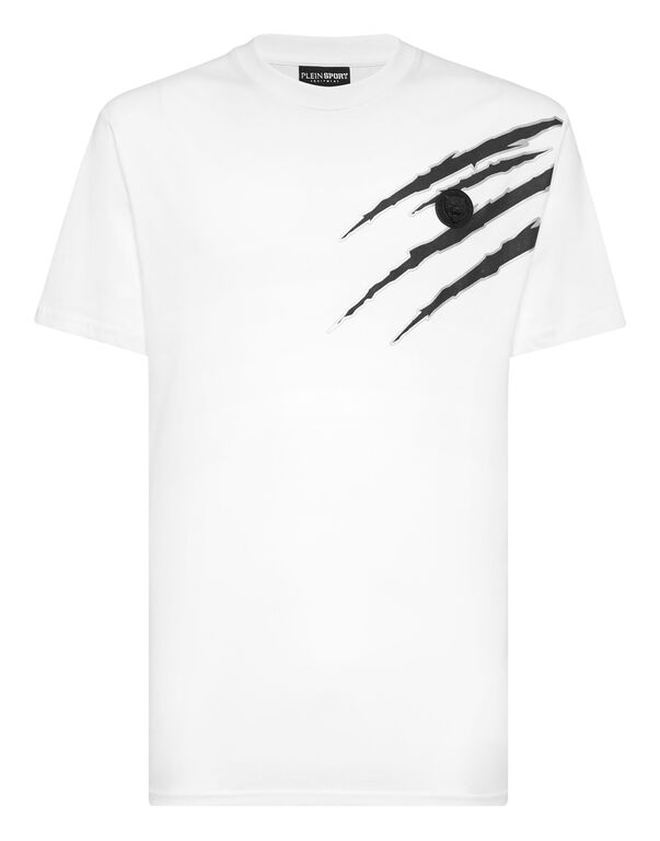 plein sport Cotton T-shirt Round Neck SS Lamina Scratch white/silver