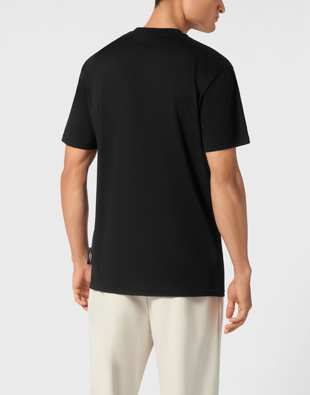 Plein Sport Cotton T-shirt Round Neck SS Lamina Tiger Black / Black