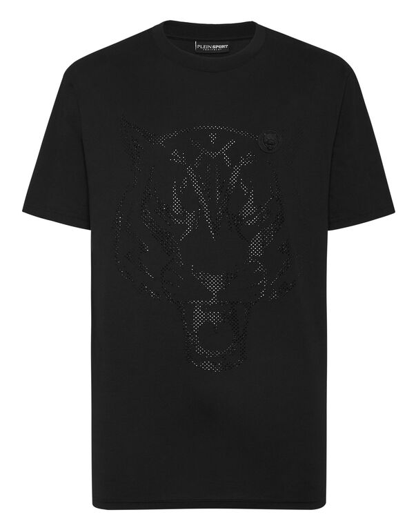 plein sport Cotton T-shirt Round Neck SS Lamina Tiger black / black