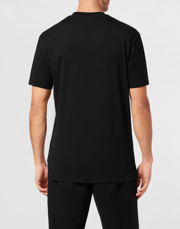 Plein Sport Cotton T-shirt Round Neck SS Lamina Tiger Black/light Gold