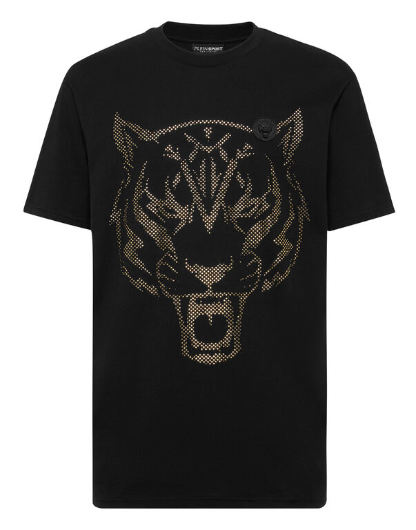 plein sport Cotton T-shirt Round Neck SS Lamina Tiger black/light gold