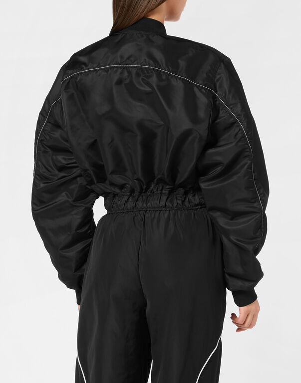 Plein Sport Cropped Bomber Jacket LS With Cargo Pockets Black