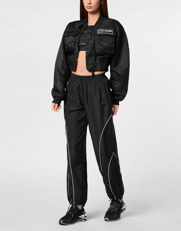 Plein Sport Cropped Bomber Jacket LS With Cargo Pockets Black