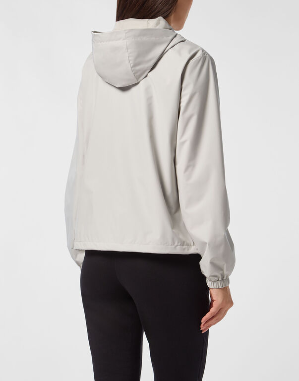 Plein Sport Hooded Lightweight Running Jacket LS Light Grey