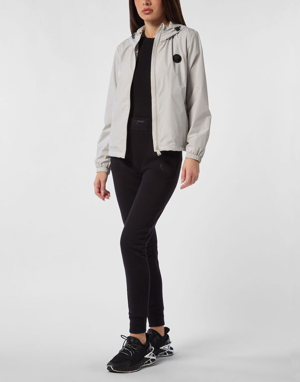 Plein Sport Hooded Lightweight Running Jacket LS Light Grey