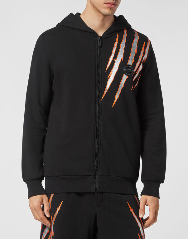 Plein Sport Hoodie Sweatjacket Scratch Black/silver
