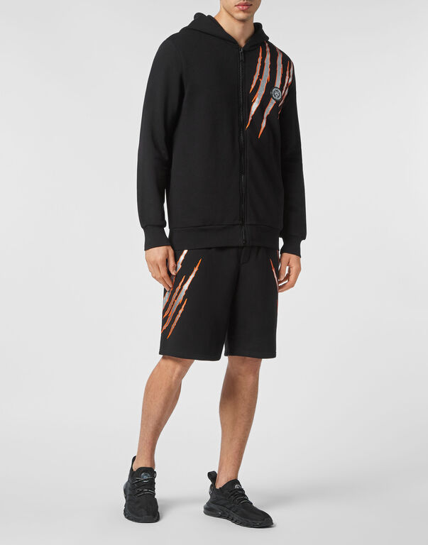 Plein Sport Hoodie Sweatjacket Scratch Black/silver