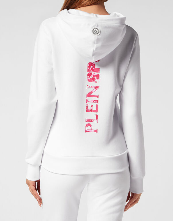 Plein Sport Hoodie Sweatshirt Carbon Tiger White+fuchsia