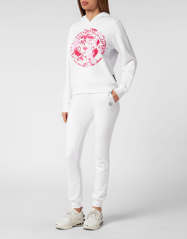 Plein Sport Hoodie Sweatshirt Carbon Tiger White+fuchsia