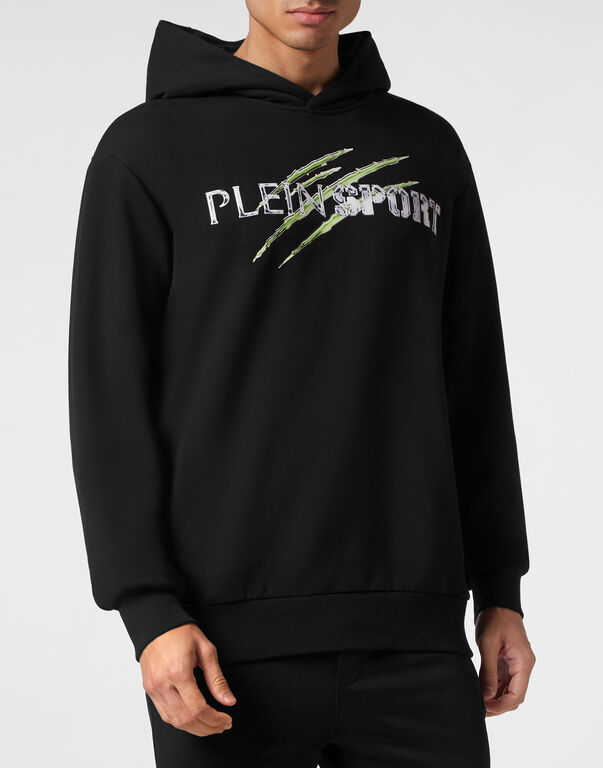 Plein Sport Hoodie Sweatshirt Chrome Scratch Edition Black+green Fluo