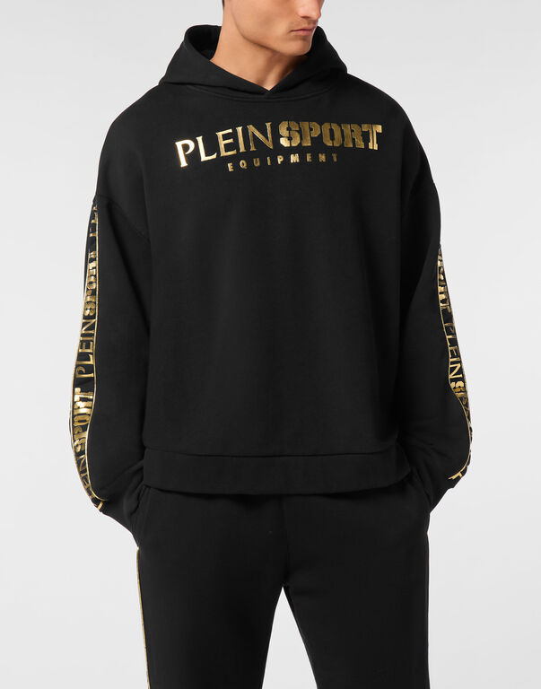 Plein Sport Hoodie Sweatshirt Laminated Black/light Gold