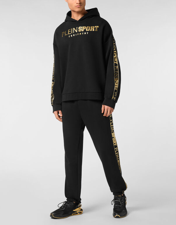 Plein Sport Hoodie Sweatshirt Laminated Black/light Gold
