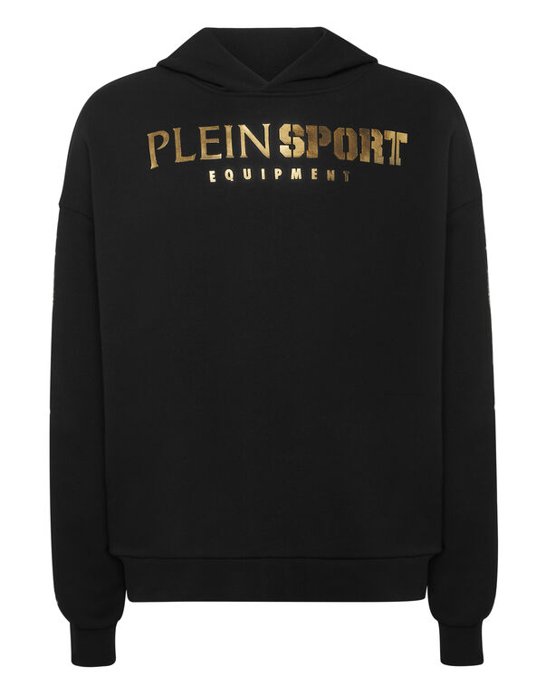 plein sport Hoodie sweatshirt Laminated black/light gold