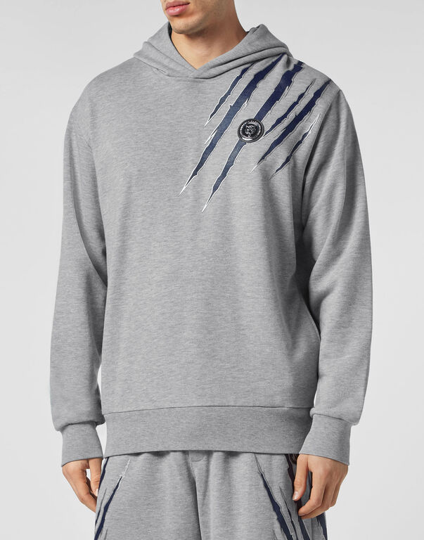 Plein Sport Hoodie Sweatshirt Scratch Grey / Dark Blue