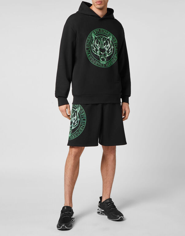 Plein Sport Hoodie Sweatshirt Tiger Black+green Fluo