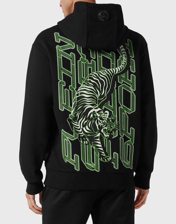 Plein Sport Hoodie Sweatshirt Tiger Black+green Fluo