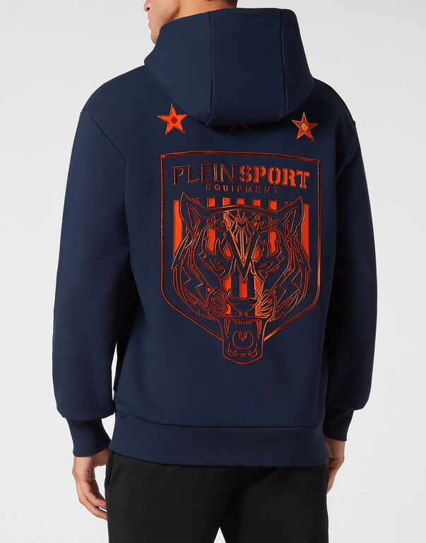 Plein Sport Hoodie Sweatshirt Tiger Crest Edition Dark Blue