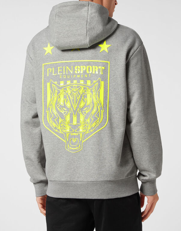 Plein Sport Hoodie Sweatshirt Tiger Crest Edition Grey