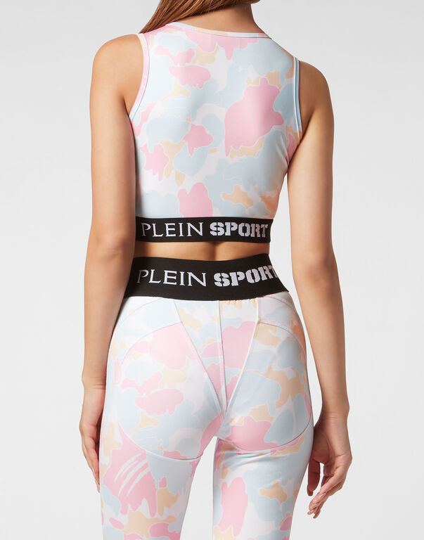 Plein Sport Jogging Cropped Top Camouflage Rose / Light Blue