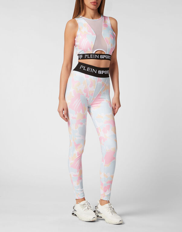 Plein Sport Jogging Cropped Top Camouflage Rose / Light Blue