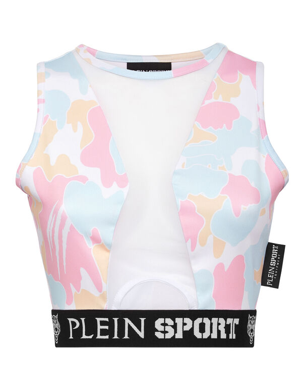 plein sport Jogging Cropped Top Camouflage rose / light blue