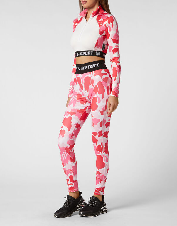 Plein Sport Jogging Push Up Cutting Leggings Camouflage Fuxia