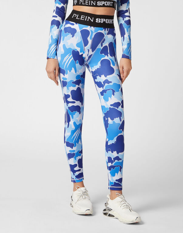 Plein Sport Jogging Push Up Cutting Leggings Camouflage Light Blue