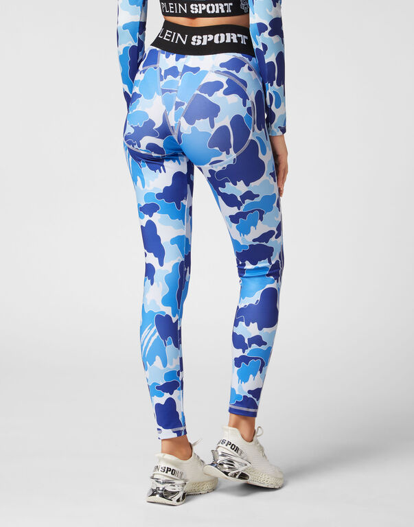 Plein Sport Jogging Push Up Cutting Leggings Camouflage Light Blue